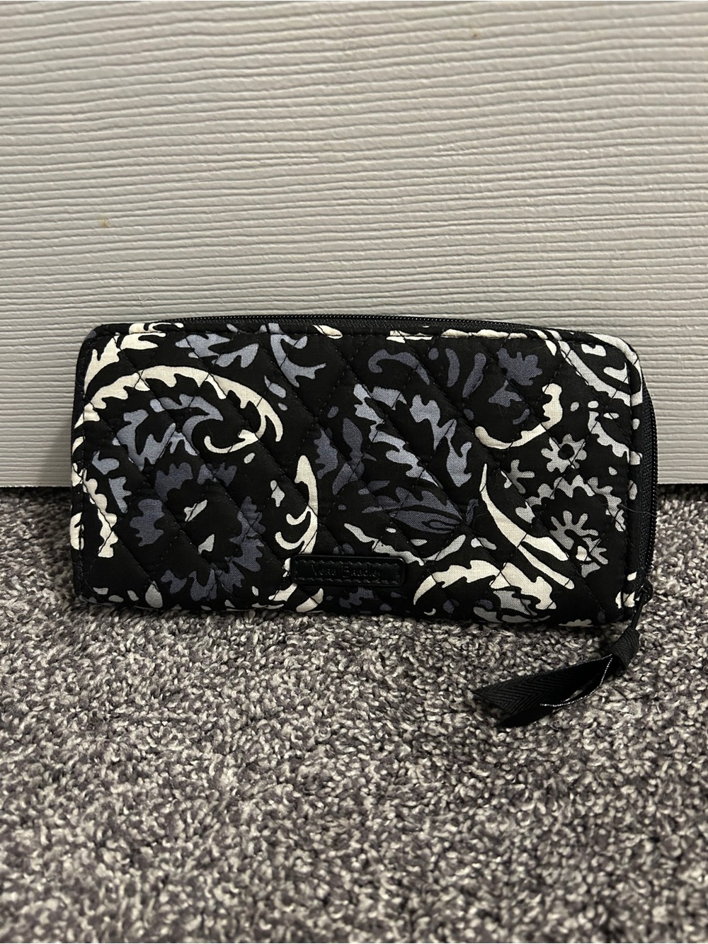 Vera Bradley Black White and Gray Quilted Zip Wallet